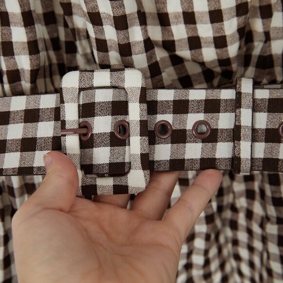 City Chic Cocoa Gingham Linen Blend Dress Women's 22 NWT - Picture 6 of 9